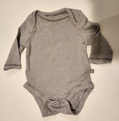 Baby GAP Gray white striped long sleeve onesie top. Like new 0-3 Months