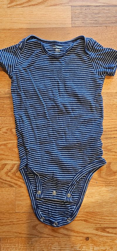 Carter's Great condition Navy and white stripes bodysuit 18 Months