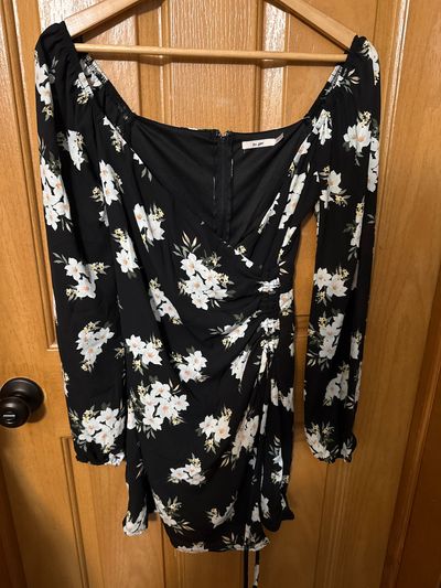 Mi Ami Long sleeve black and floral mini dress Junior XS - 0