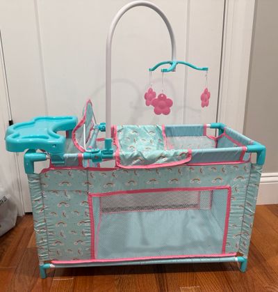 Kookamunga Baby doll care center, includes high chair, mobile, changing area