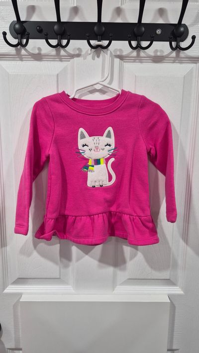 jumping beans pink softest fleece sweater kitten 24 Months