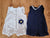 Little me 2 summer rompers white and navy, matching for twin girls 0-3 Months