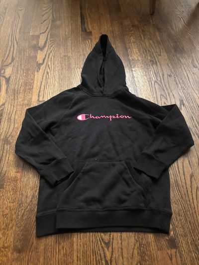 Champion extra large, black hooded sweatshirt  14-16