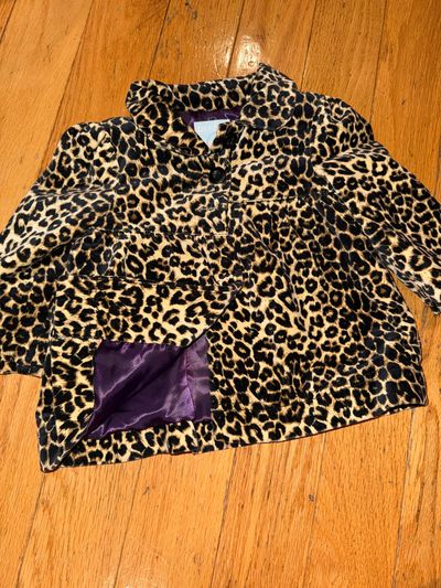 Peek... little peanut Velvet light weight pea coat with purple lining 12-18 Months