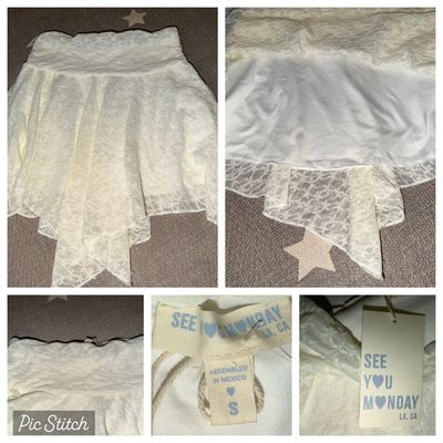 See you Monday Lace overlay skirt asymmetrical Junior S - 3