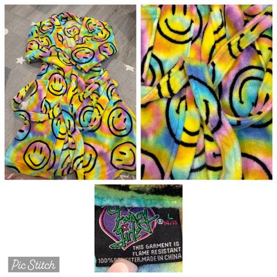 Fancy Tie dye smiley face robe 14-16