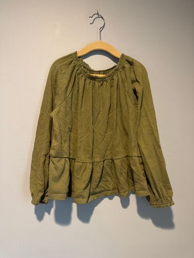 Carters Olive green l/s blouses 7-8