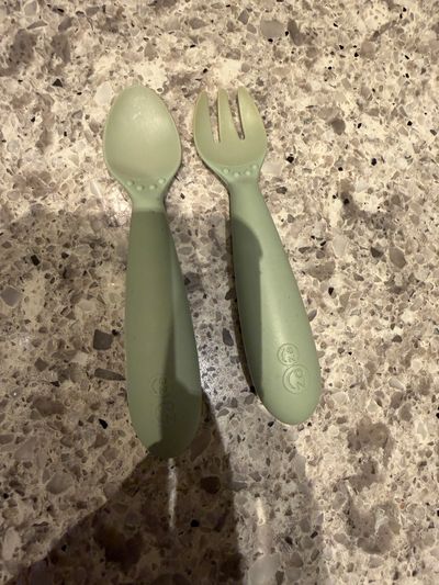 Ezpz Green baby utensils