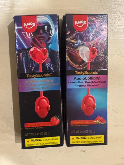 Two brand new in plastic audio lollipops. So cool! Two brand new in plastic audio lollipops. These are So cool!