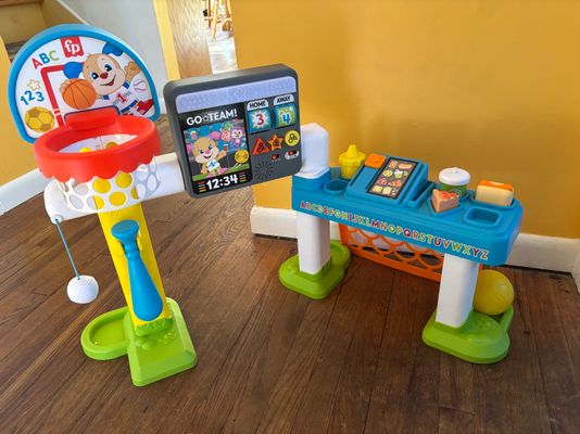 Little tykes Soccer, baseball and basketball, bat and ball missing