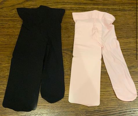 NEW Two pairs- Black and pink baby girl tights. 0-6 0-6 Months