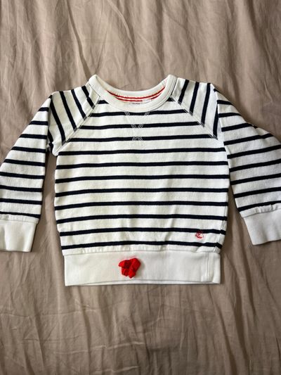 Petit bateau White stripe sweatshirt 2T