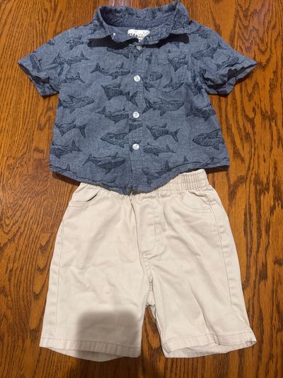 Kids headquarters Two piece outfit shark button down 24 Months