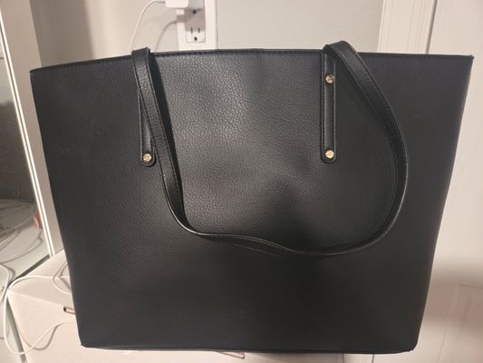 INC Large Tote Handbag, like new Black with pop of leopard print on the inside, great condition