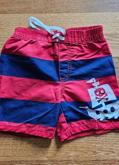 Old Navy Like new swim trunks pirate ship print UPF fabric 6-12 Months