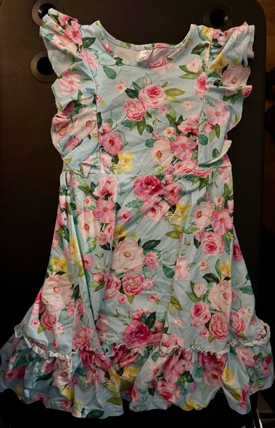 Light blue ruffled floral summer dress Size 9