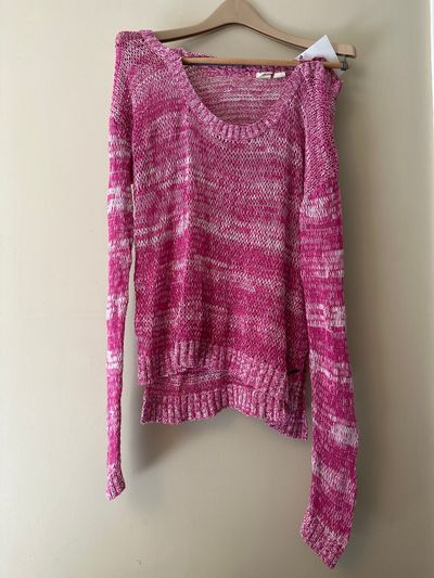 Roxy Pink/White Knit Sweater Women's - L