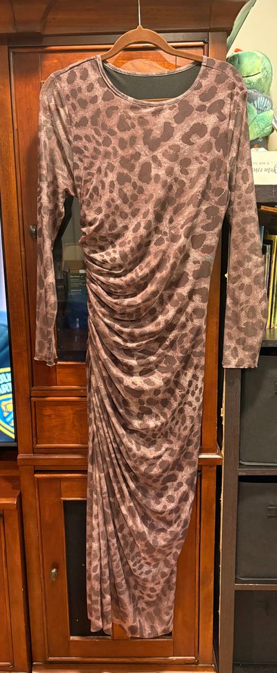 Leopard Print Tea Length Dress  Women's - L