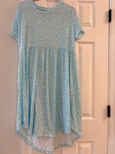 Unknown Blue Leopard Tee Shirt Dress Women's XXL 18