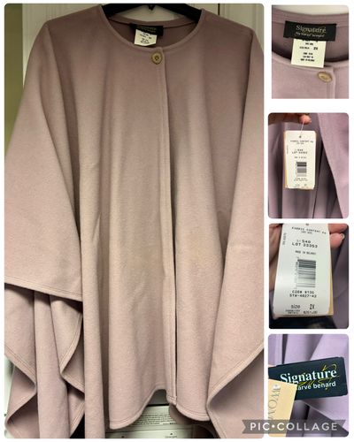 NEW W TAGS Harve Bernard 100% wool cape jacket NEW Light purple $261 retail beautiful cape Women's 2X