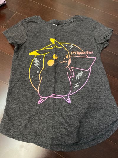 Pokemon Dark gray Pikachu short sleeve shirt 7-8