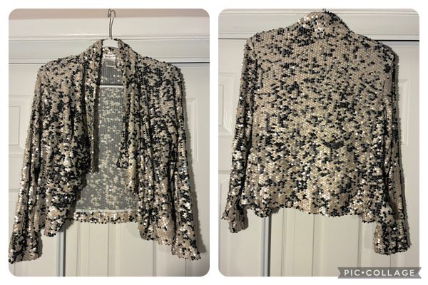 Yvonne and Marie-like new Tan and black sequin top Women's - M