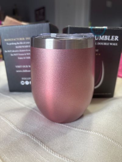 NEW- set of 2 12 oz stainless steel double wall Wine tumbler- rose gold