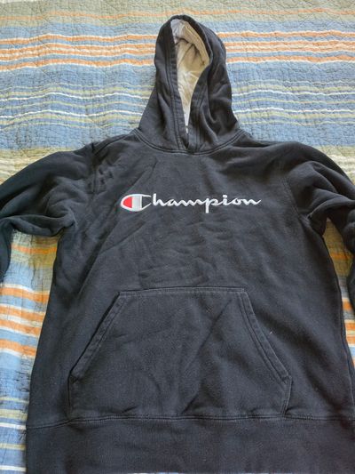 Champion Black Logo Hoodie 10-12