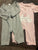Long sleeve footless rompers size 9m All grey and a pink with unicorn 9 Months