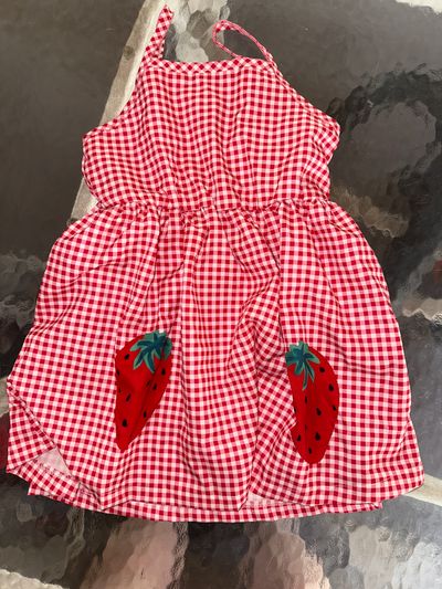 generic red checkered strawberry dress 18-24 Months