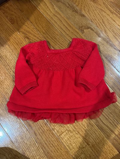 Cat and Jack Red sweater dress with tulle Newborn