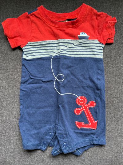 first impressions anchor shorts romper  0-3 Months