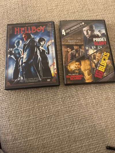 Hellboy DVD and 4 movie dvd training day, running Scared, pride and glory, 16 blocks
