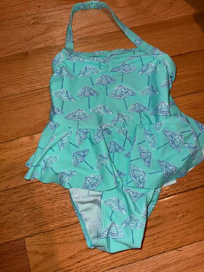 Old Navy Halter mint green bathing suit with umbrellas 4T