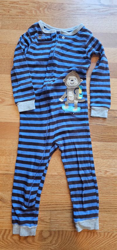 Little Me Like new one piece snug fit PJ feature playful monkey graphic 3T