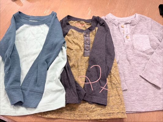 Cat n jack Long sleeve bundle thermal Henley gray&green&yellow 2T