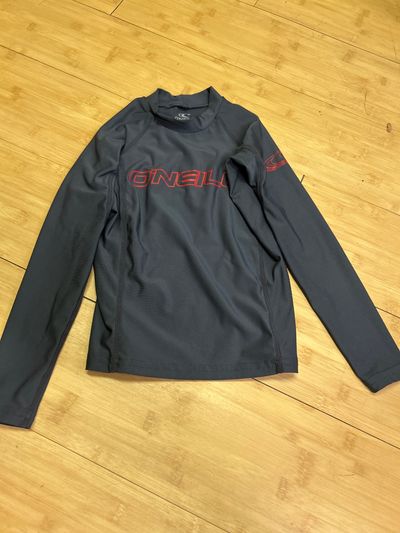 Oneill Grey Long Sleeve Rash Guard runs small 6T/6
