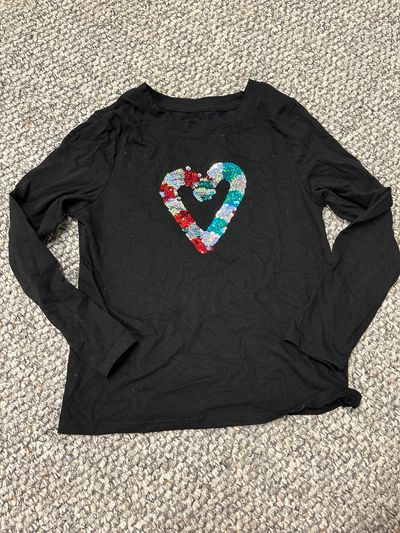 Cat and jack Black long sleeve candy cane black sequin shirt 7-8
