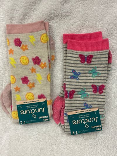 2 Pairs Brand New Girls Socks Size 7-2 2 Pairs Brand New Girls Socks Size 7-2