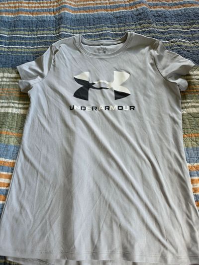 Under Armour Gray Logo Dri Fit Shirt 14-16