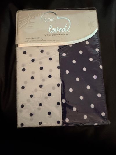 Born Loved New- Blue & White 2pc Fitted Crib Sheets