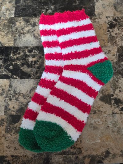 Brand New Fuzzy Socks red/white/green