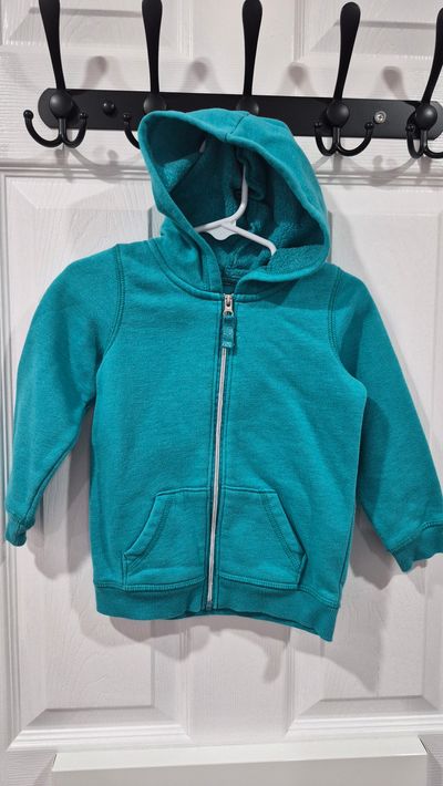 jumping beans teal hood zip up fleece sweater 24 Months