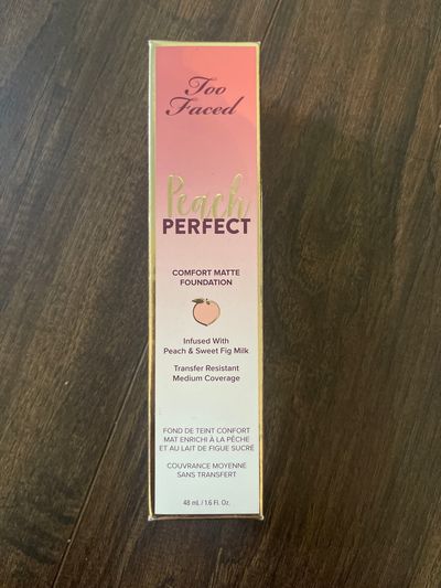 Too Faced Peach perfect matte foundation- med coverage- brand new
