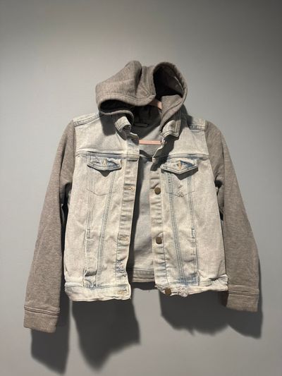 Wonder nation Light denim gray sweatshirt arms and hoodie 14-16