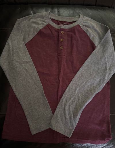 Jumping Beans Burgundy & Grey LS Shirt 7-8