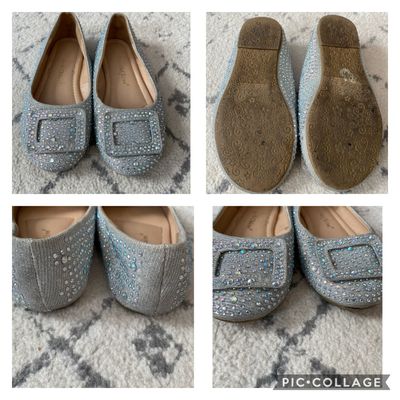 Chase & Chloe EUC Bling Silver Ballet Flats. Beautiful. 2 (Big Kid)