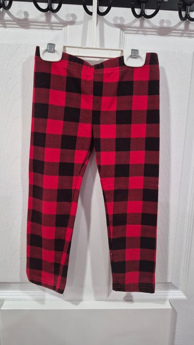 Carters fleece lined red checkered bottoms 4T