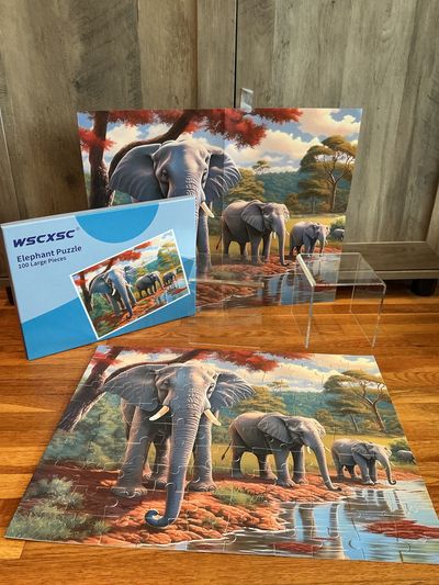 WSCXSC Elephant jigsaw puzzle - 100 large wooden pieces