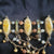 unknown necklace w/3 ovals w/yellow pressed flowers and dangling beads